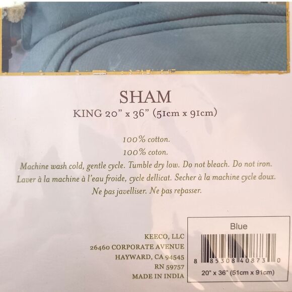 Historic Charleston Foundation King  Charles Shams Set Of 2 NEW Blue Textured. - Picture 6 of 16